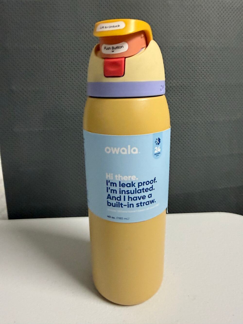 Owala FreeSip 40 oz Yellow Multicolor Insulated Water Bottle NWT